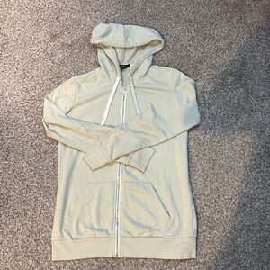 Forever 21 Oversized Light Green Zip Up Drawstring Hoodie